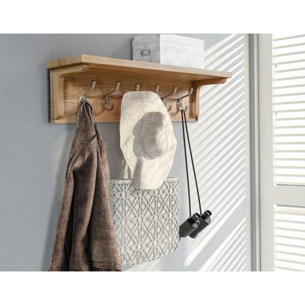 Wall mounted online shelf with hooks